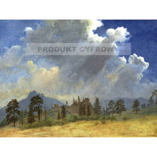 Albert Bierstadt Jodły i chmury burzowe — produkt cyfrowy do pobrania