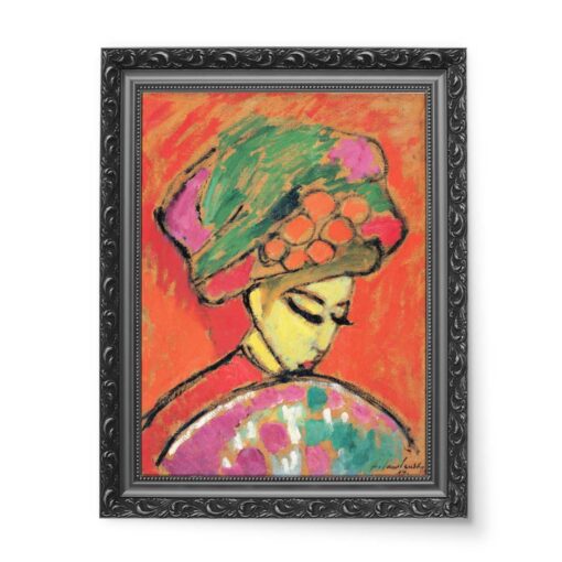 Alexei von Jawlensky Młoda dziewczyna w kwiecistym kapeluszu 1910 r 50x70 wydruk na płótnie CANVAS