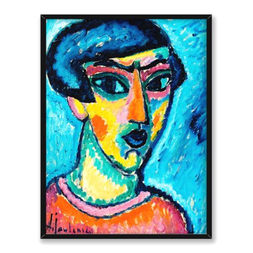 Alexej von Javlensky Głowa w kolorze niebieskim 30x40 w RAMIE