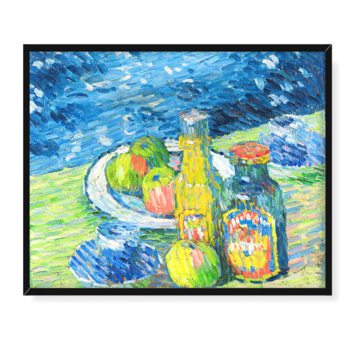 Alexej von Javlensky Martwa natura z butelkami i owocami 50x40