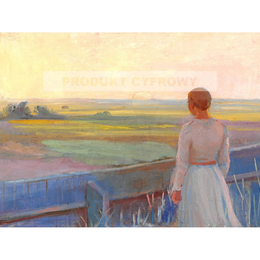 Anna Ancher Młoda dziewczyna przy płocie spogląda na pola Skagen — produkt cyfrowy do pobrania