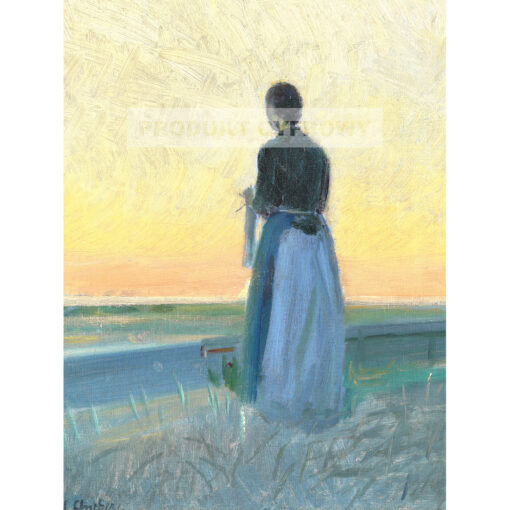 Anna Ancher Młoda kobieta stojąca w zachodzącym słońcu — produkt cyfrowy do pobrania