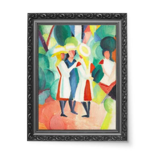 August Macke Trzy dziewczyny w żółtych słomkowych kapeluszach 50x70 wydruk na płótnie CANVAS