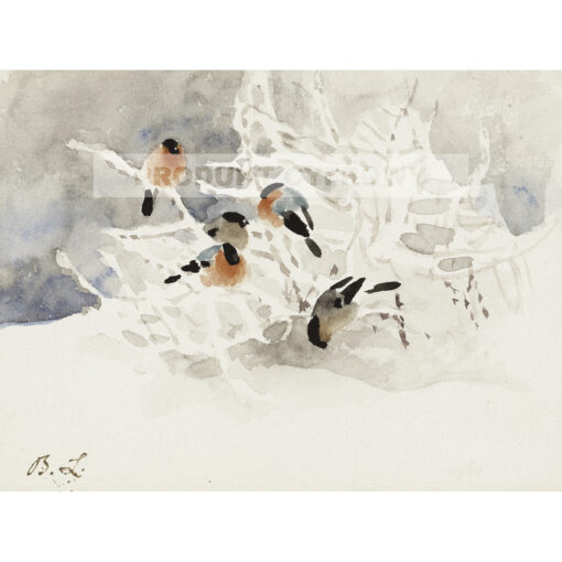 Bruno Liljefors Bullfinches in a winter landscape Gile — produkt cyfrowy do pobrania