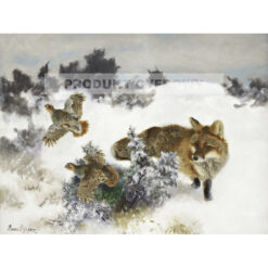 Bruno Liljefors Fox and grouse in a winter landscape Lis i głuszce — produkt cyfrowy do pobrania