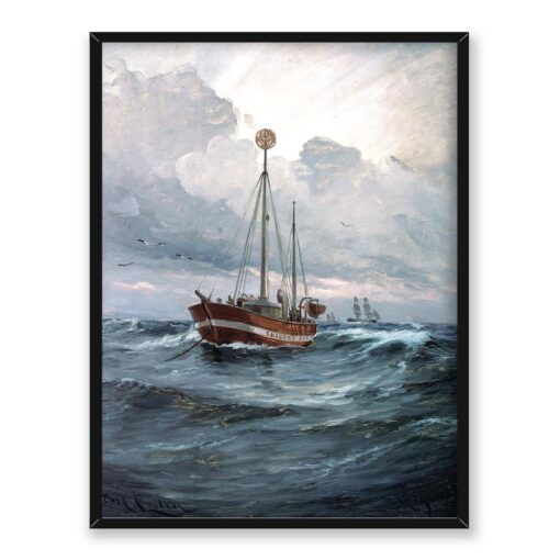 Carl Locher Statek latarnia Skagen 30x40