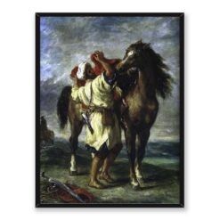 Delacroix Marokańczyk siodłający konia 30×40