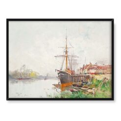 Eugene Galien-Laloue Łódź przy brzegu 40x30