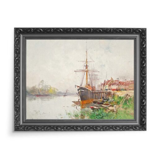 Eugene Galien-Laloue Łódź przy brzegu 70x50 wydruk na płótnie CANVAS