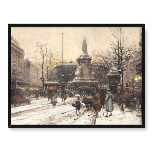Eugene Galien-Laloue Plac Republiki Zimą Paryż 40x30