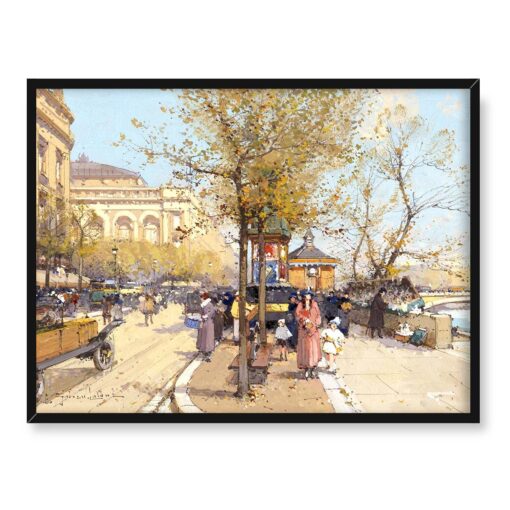 Eugene Galien-Laloue Spacer nad Sekwaną Paryż 40x30