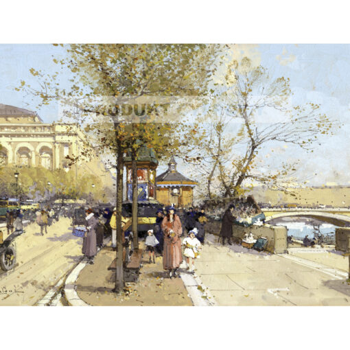 Eugene Galien-Laloue Spacer nad Sekwaną Paryż — produkt cyfrowy do pobrania