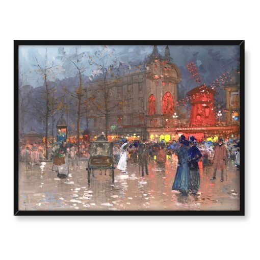 Eugene Galien-Laloue Wieczór przy Moulin Rouge 40x30 w RAMIE