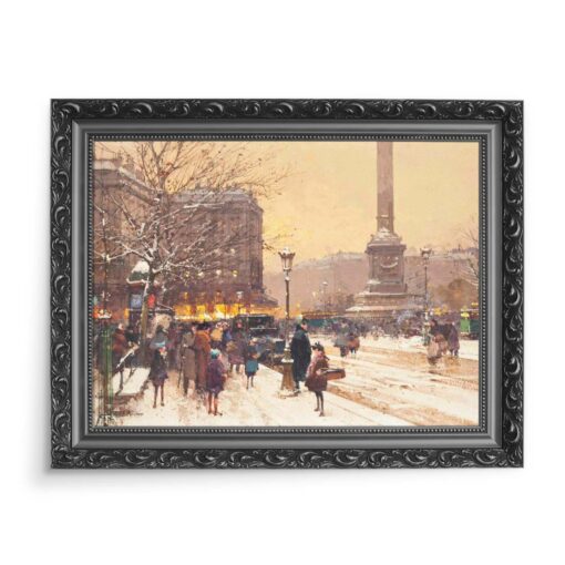 Eugene Gallen-Laloue Ludzie na placu de Concorde Paryż śnieg 70x50 wydruk na płótnie CANVAS