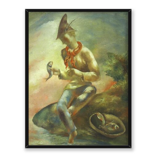 Eugeniusz Zak Zdumiony rybak 30x40