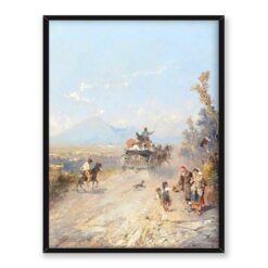 Franz Richard Unterberger Na drodze do Pompejów Wezuwiusz 30x40
