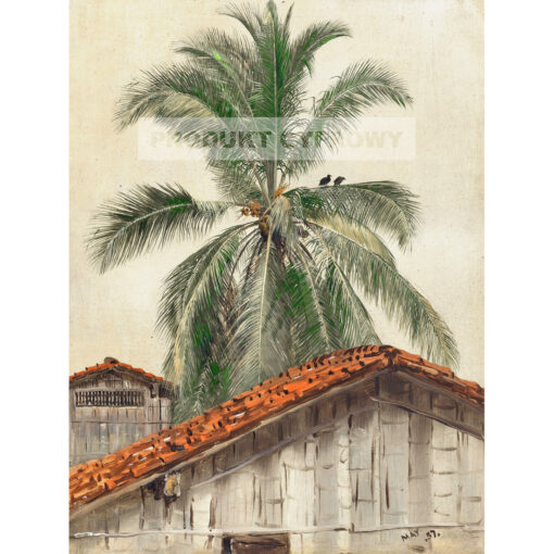 Frederic Edwin Church Drzewa palmowe i dachy domów Ekwador — produkt cyfrowy do pobrania