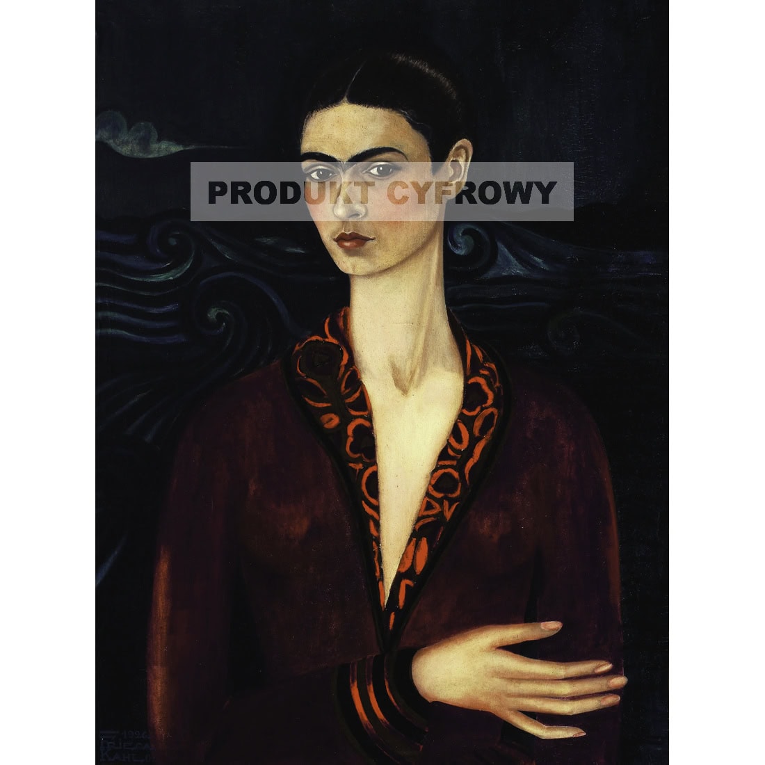 Frida Kahlo Autoportret w aksamitnym garniturze — produkt cyfrowy do pobrania