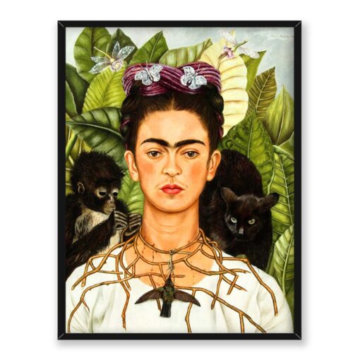 Frida Kahlo Autoportret z małpą i kotem 30x40