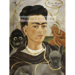Frida Kahlo Autoportret z małpą i psem — produkt cyfrowy do pobrania