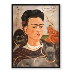 Frida Kahlo Autoportret z małpą i psem 30x40