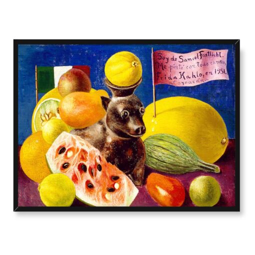 Frida Kahlo Martwa natura z flagą i psem 40x30 w RAMIE