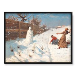 Hans Dahl Rzucając śnieżkami Zima 40x30