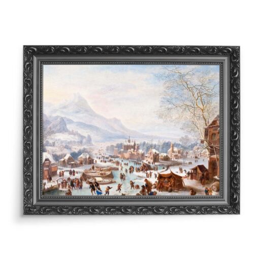 Jan Griffier Krajobraz zimowy łyżwiarze 70x50 wydruk na płótnie CANVAS