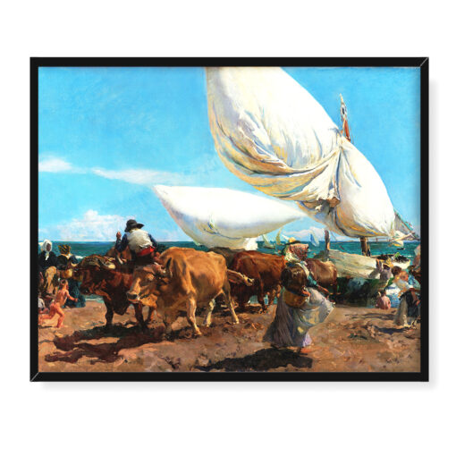 Joaquin Sorolla Bastida Powrót z połowów 50x40 w RAMIE