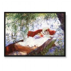 John Singer Sargent Dama z dzieckiem śpiąca pod wierzbami 70×50