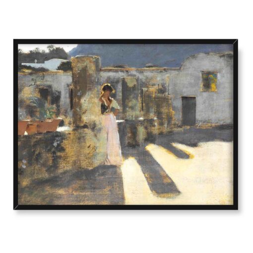 John Singer Sargent Dziewczyna na dachu Capri 40x30 w RAMIE