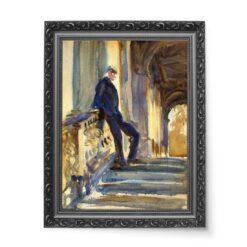 John Singer Sargent Sir Neville Wilkinson na schodach palladiańskiego mostu w Wilton House 50×70 wydruk na płótnie CANVAS