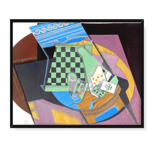 Juan Gris Szachownica i karty do gry 50x40 w RAMIE