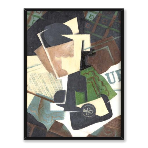 Juan Gris Szklanka i as trefl 30x40 w RAMIE