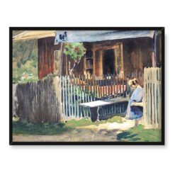 Julian Fałat Dziewczynka przy chacie 40x30