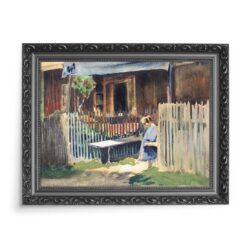 Julian Fałat Dziewczynka przy chacie 70x50 wydruk na płótnie CANVAS