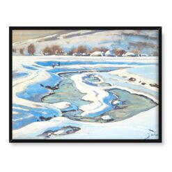 Julian Fałat Pejzaż zimowy z meandrującą rzeką 40x30