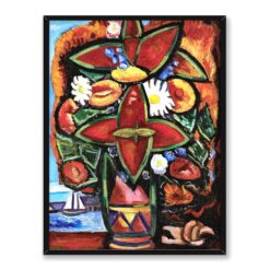Marsden Hartley Czerwone kwiaty i żaglówka 30x40