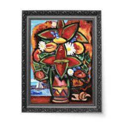 Marsden Hartley Czerwone kwiaty i żaglówka 50×70 wydruk na płótnie CANVAS