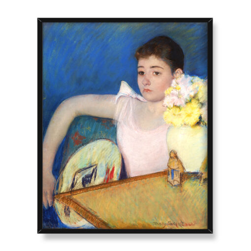 Mary Cassatt Dziewczyna w różu z wachlarzem 40x50 w RAMIE