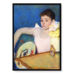 Mary Cassatt Dziewczyna w różu z wachlarzem 50×70