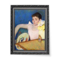 Mary Cassatt Dziewczyna w różu z wachlarzem 50×70 wydruk na płótnie CANVAS