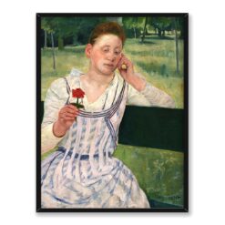 Mary Cassatt Kobieta z czerwoną cynią 30x40