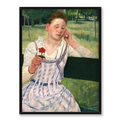 Mary Cassatt Kobieta z czerwoną cynią 30x40 w RAMIE