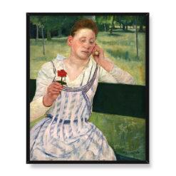 Mary Cassatt Kobieta z czerwoną cynią 40×50