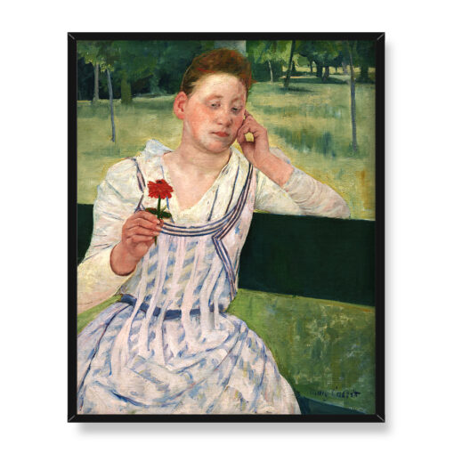 Mary Cassatt Kobieta z czerwoną cynią 40x50 w RAMIE