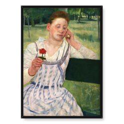 Mary Cassatt Kobieta z czerwoną cynią 50×70