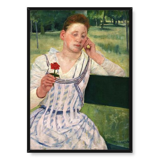 Mary Cassatt Kobieta z czerwoną cynią 50x70
