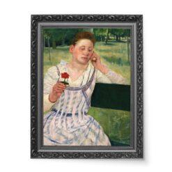 Mary Cassatt Kobieta z czerwoną cynią 50×70 wydruk na płótnie CANVAS