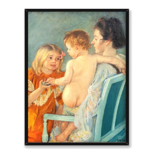 Mary Cassatt Sara wręcza dziecku zabawkę 30x40